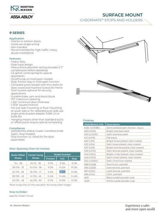 Picture of Norton Rixson Checkmate 9-326 Surface Mount Overhead Stop And Hold