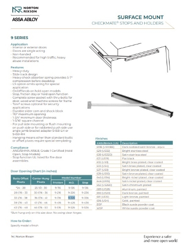 Picture of Norton Rixson Checkmate 9-326 Surface Mount Overhead Stop And Hold