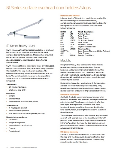 Picture of Glynn Johnson 814H Heavy Duty Surface Mount Overhead Door Stop / Hold 33-1/16" - 39" Door