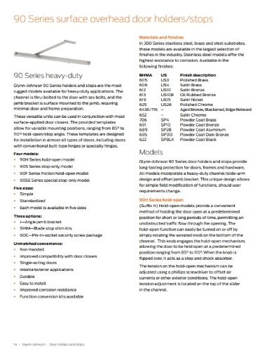 Picture of Glynn Johnson 903F Heavy Duty Surface Mount Overhead Door Stop / Friction Holder 27-1/16" - 33" Door
