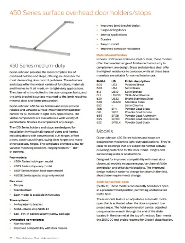 Picture of Glynn Johnson 451S Medium Duty Surface Mount Overhead Door Stop 18-1/16" - 23" Door