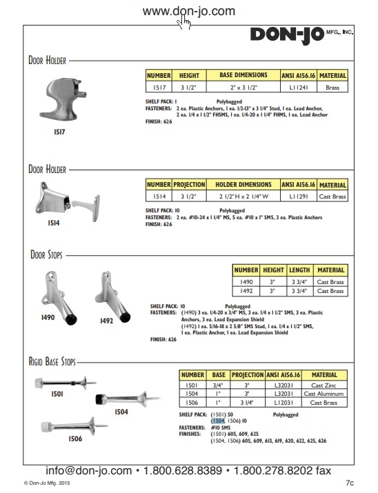 Picture of Don-Jo 1504 622 Rigid Base Stops
