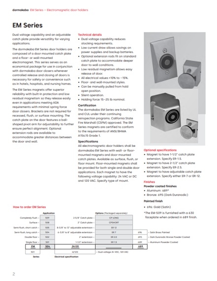 Picture of Dormakaba EM508 Electromagnetic Door Holder , Surface , Aluminum