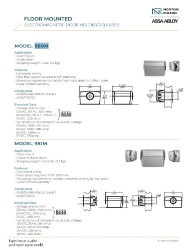 Picture of Norton Rixson 980M 689 Electromagnetic Door Holder/Release, Floor Mount