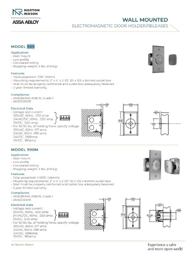 Picture of Norton Rixson 989 689 Flush Mount Electromagnetic Door Holder/Release, Wall Mounted