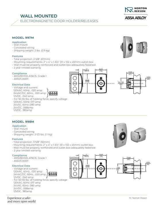 Picture of Norton Rixson 997M 689 Surface Mount Electromagnetic Door Holder/Release, Wall Mounted