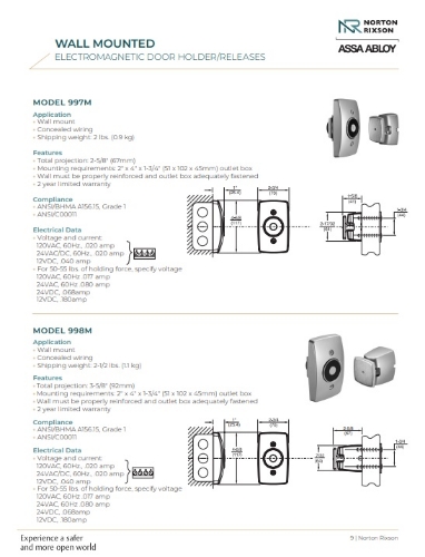 Picture of Norton Rixson 998M 689 Electromagnetic Door Holder/Release, Wall Mounted