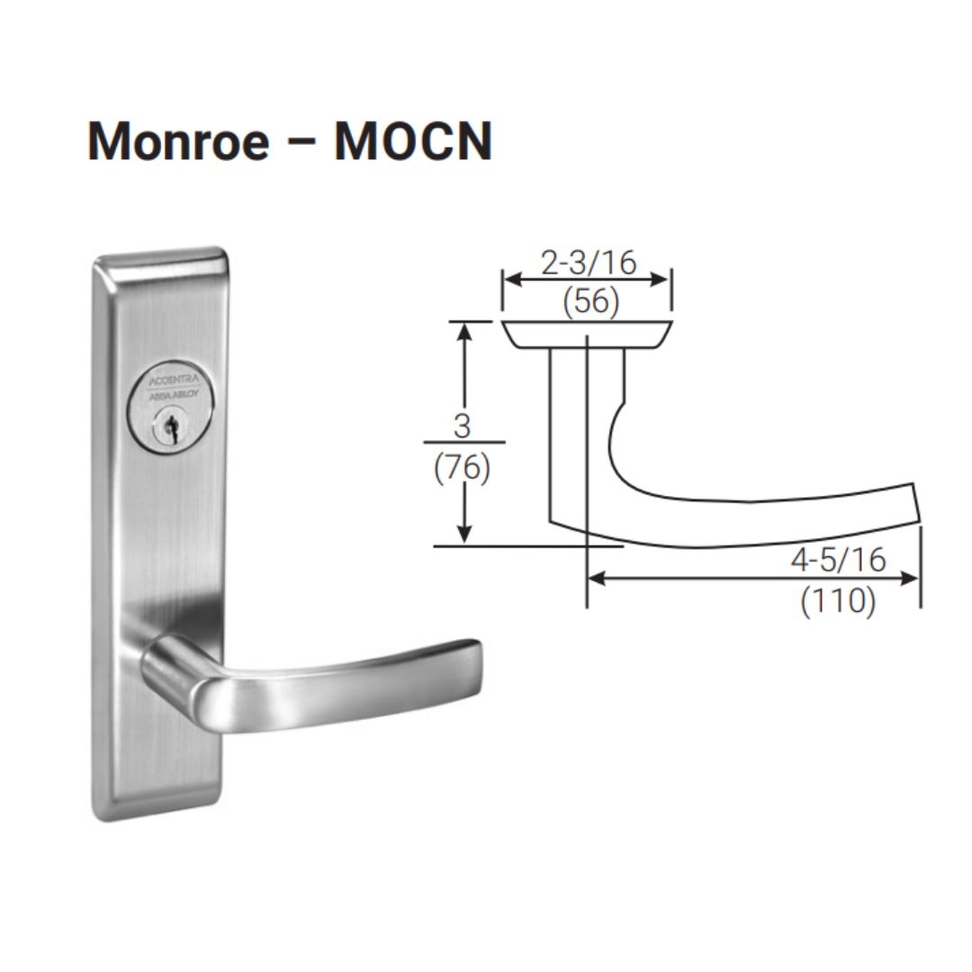 Picture of Accentra (Yale) MOCN8818-2FL Mortise Classroom Security Intruder Lever Lock, Monroe Lever