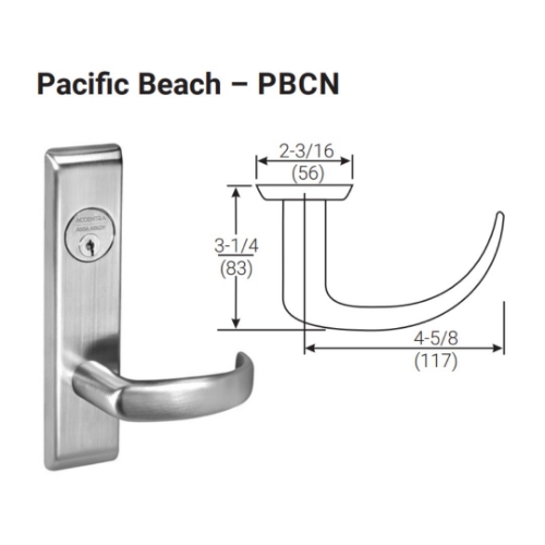 Picture of Accentra (Yale) PBCN8824FL Mortise Holdback Lever Lock, Pacific Beach Lever