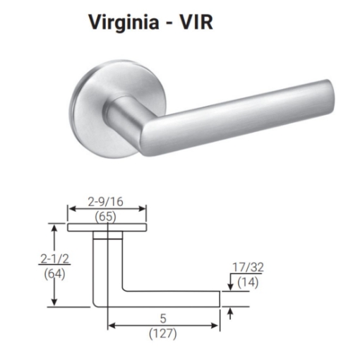 Picture of Accentra (Yale) VIR8808FL Mortise Classroom Lever Lock, Virginia Lever