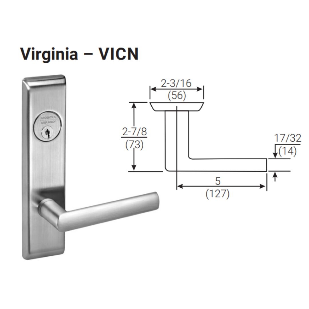 Picture of Accentra (Yale) VICN8833FL Mortise Exit Lever Lock, Virginia Lever