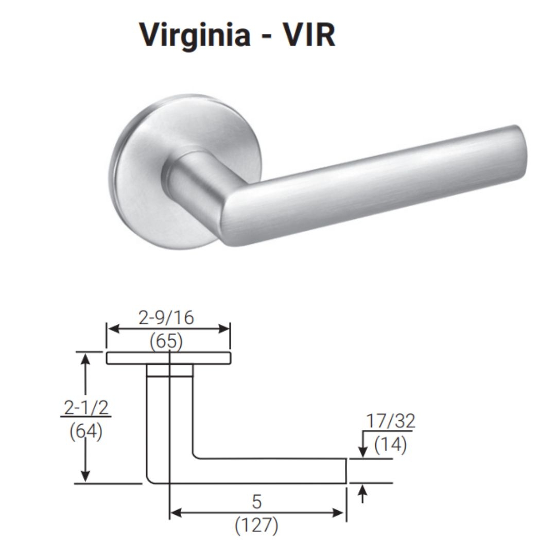 Picture of Accentra (Yale) VIR8847FL Mortise Apartment Corridor Door Lever Lock, Virginia Lever