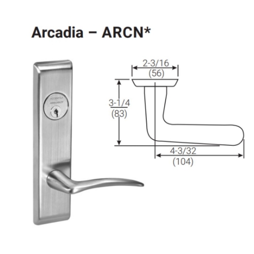 Picture of Accentra (Yale) ARCN8817-2FL Mortise Apartment, Exit or Public Toilet Lever Lock, Arcadia Lever