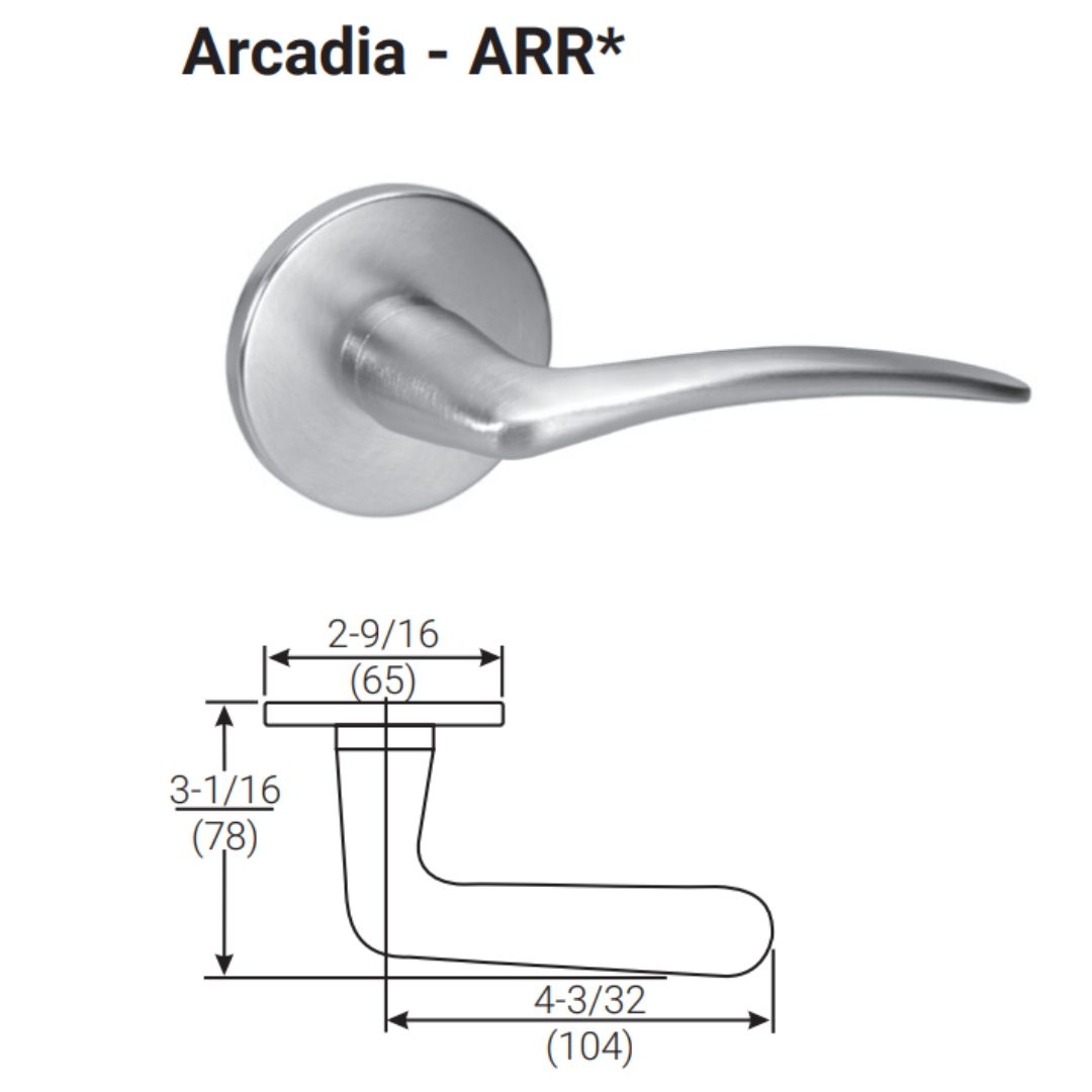 Picture of Accentra (Yale) ARR8833FL Mortise Exit Lever Lock, Arcadia Lever