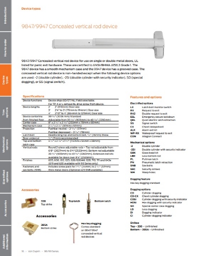 Picture of Von Duprin LD9847EO / LD9947EO Concealed Mounted Vertical Rod Device, Less Dogging